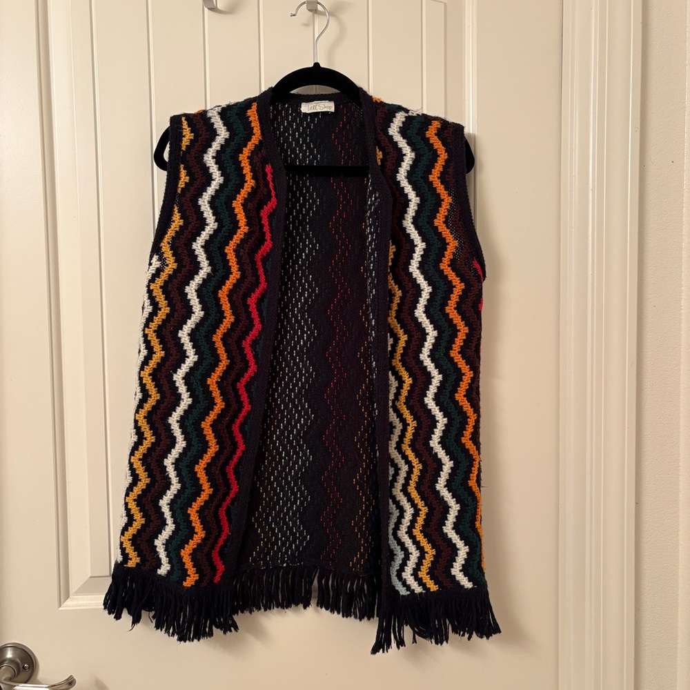 Vintage Lane Bryant Multicolor Chevron Knit Vest